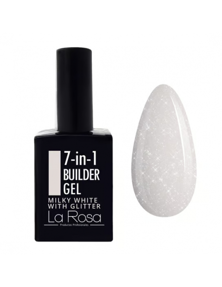 LG33 7 in1 Builder Gel UV/LED Milky White Glitter w butelce 15 ml